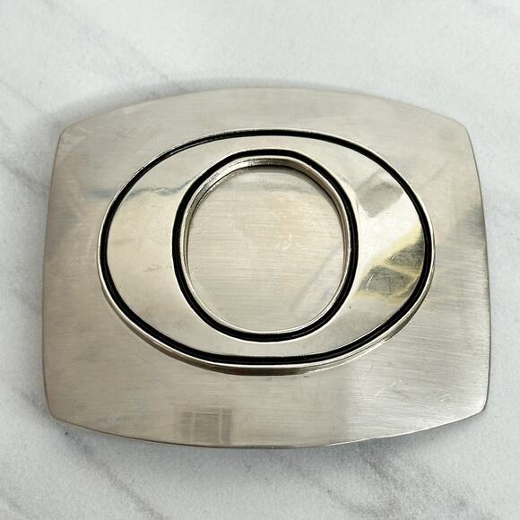 O Letter Initial Monogram Silver Tone Belt Buckle - Picture 1 of 8